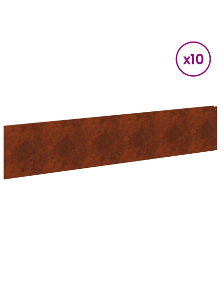 Bordura per Prato 10 pcs 100 x 22 cm Acciaio Ruggine