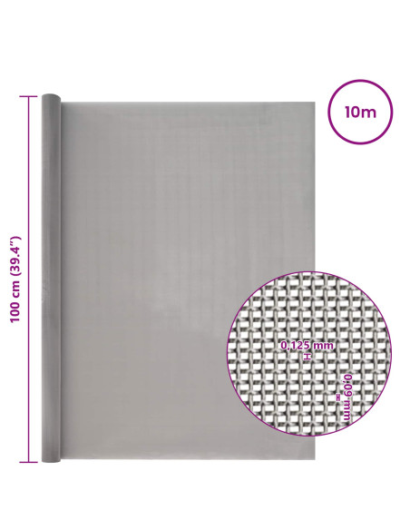 Rete per schermatura 100 x 1000 cm 120 Mesh Argento