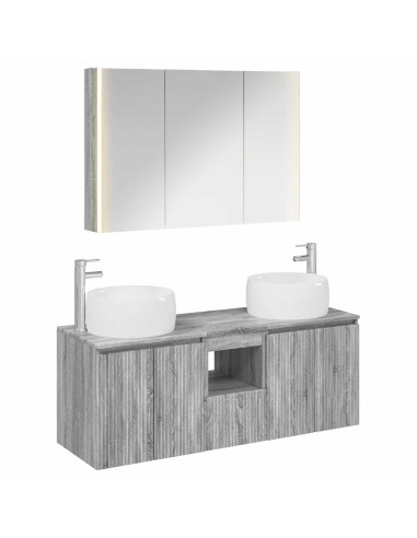 Set di Armadi da Bagno 4 pcs Sonoma grigio Legno ingegnerizzato