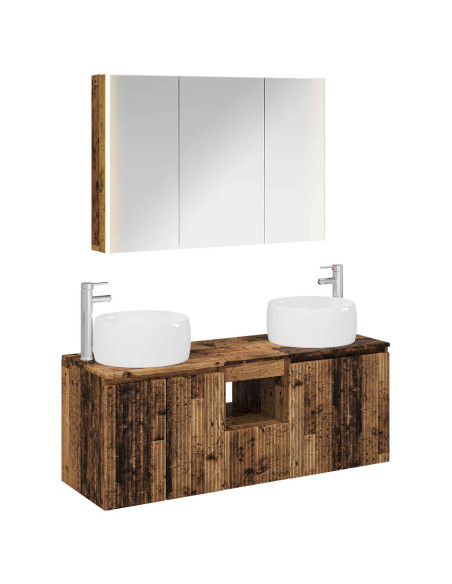 Set di Armadi da Bagno 4 pcs Legno antico Legno ingegnerizzato