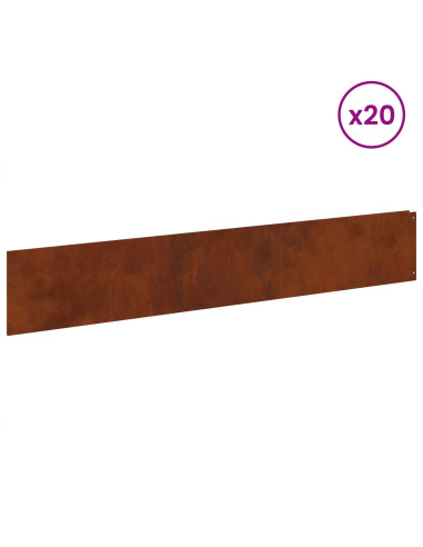 Bordura per Prato 20 pcs 100 x 18 cm Acciaio Ruggine