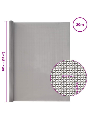 Rete per schermatura 100 x 2000 cm 120 Mesh Argento