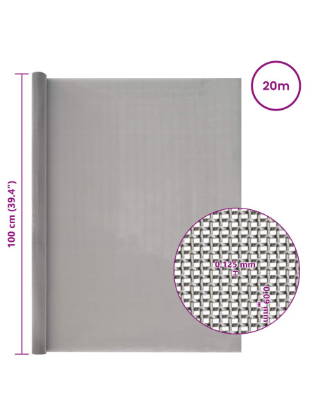 Rete per schermatura 100 x 2000 cm 120 Mesh Argento