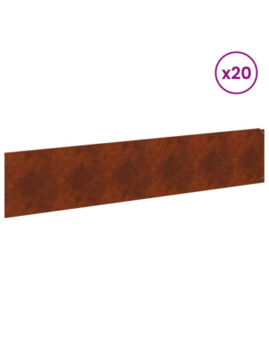 Bordura per Prato 20 pcs 100 x 22 cm Acciaio Ruggine