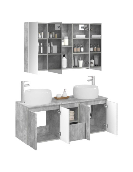 Set di Armadi da Bagno 4 pcs Grigio Cemento