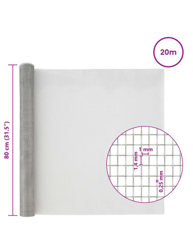 Rete per schermatura 80 x 2000 cm 18 Mesh Argento
