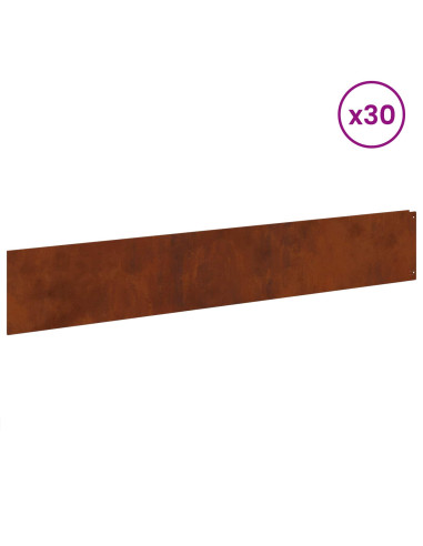 Bordura per Prato 30 pcs 100 x 18 cm Acciaio Ruggine