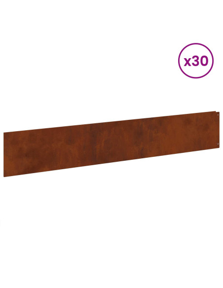 Bordura per Prato 30 pcs 100 x 18 cm Acciaio Ruggine