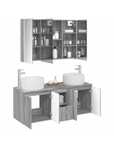 Set di Armadi da Bagno 4 pcs Sonoma grigio Legno ingegnerizzato