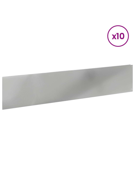 Bordura per Prato 10 pcs 100 x 22 cm Acciaio Argento