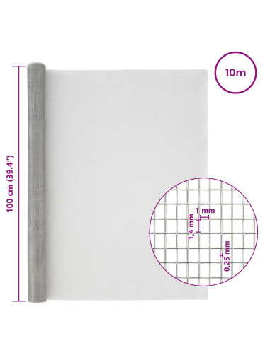Rete per schermatura 100 x 1000 cm 18 Mesh Argento