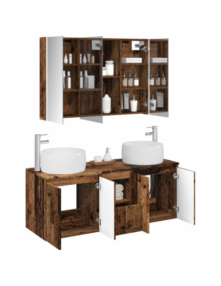 Set di Armadi da Bagno 4 pcs Legno antico Legno ingegnerizzato