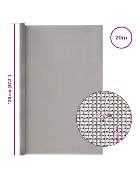 Rete per schermatura 120 x 2000 cm 120 Mesh Argento