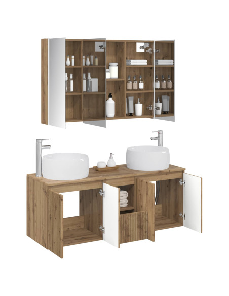 Set di Armadi da Bagno 4 pcs Rovere Artigianale