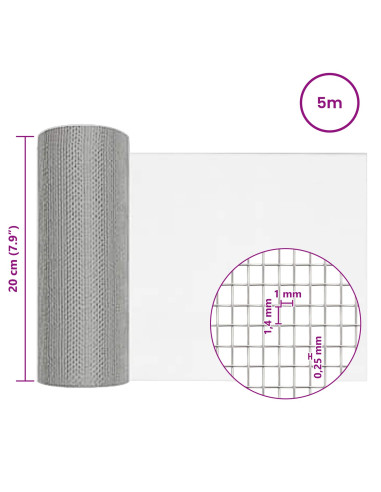 Rete per schermatura 20 x 500 cm 18 Mesh Argento