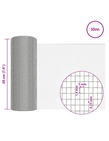 Rete per schermatura 20 x 1000 cm 18 Mesh Argento