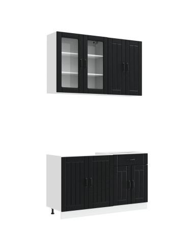 Unità Cucina LUCCA 4 pcs Nero Legno ingegnerizzato