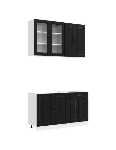 Unità Cucina LUCCA 4 pcs Nero Legno ingegnerizzato