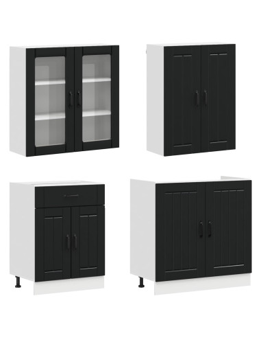 Unità Cucina LUCCA 4 pcs Nero Legno ingegnerizzato