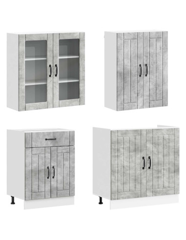 Unità Cucina LUCCA 4 pcs Grigio Cemento Legno ingegnerizzato