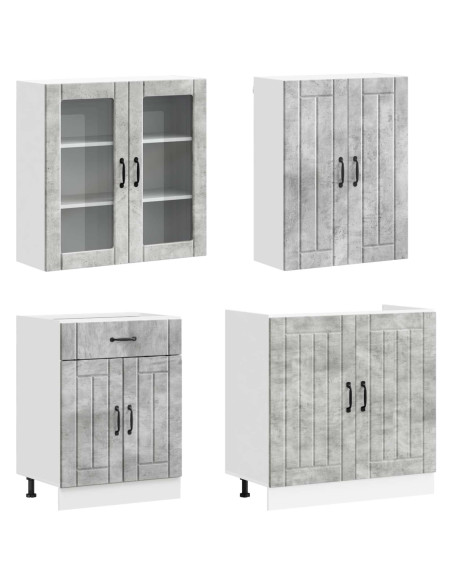 Unità Cucina LUCCA 4 pcs Grigio Cemento Legno ingegnerizzato