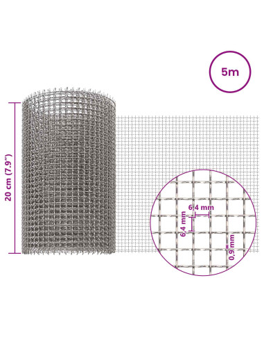Rete per schermatura 20 x 500 cm 3 Mesh Argento