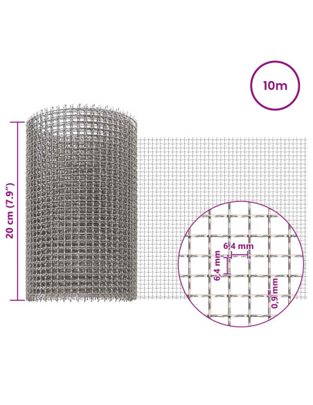 Rete per schermatura 20 x 1000 cm 3 Mesh Argento