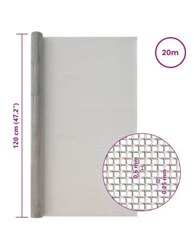 Rete per schermatura 120 x 2000 cm 30 Mesh Argento