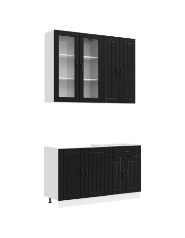 Unità Cucina LUCCA 4 pcs Nero Legno ingegnerizzato