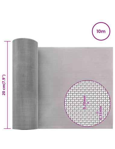 Rete per schermatura 20 x 1000 cm 60 Mesh Argento