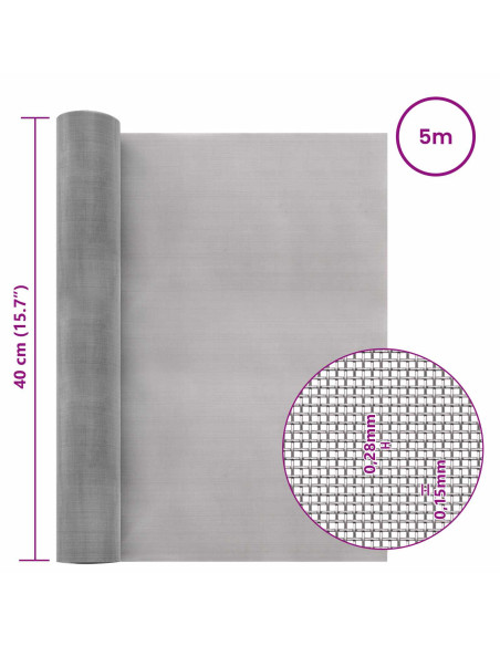 Rete per schermatura 40 x 500 cm 60 Mesh Argento