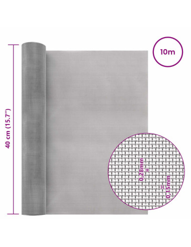 Rete per schermatura 40 x 1000 cm 60 Mesh Argento