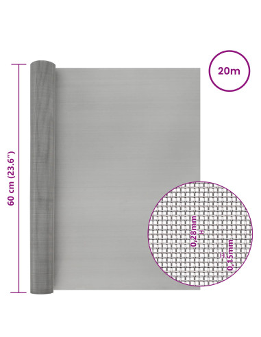 Rete per schermatura 60 x 2000 cm 60 Mesh Argento