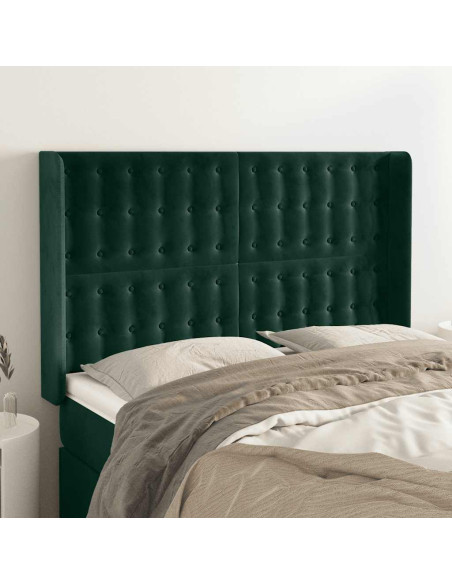 Testiera ad Orecchio Verde Scuro 147x23x118/128cm in Velluto