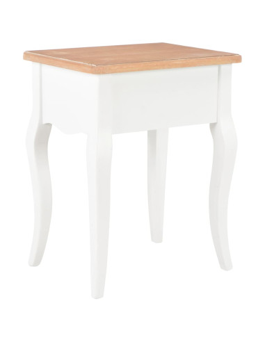 Comodino Bianco e Marrone 40x30x50 cm in Legno Massello di Pino