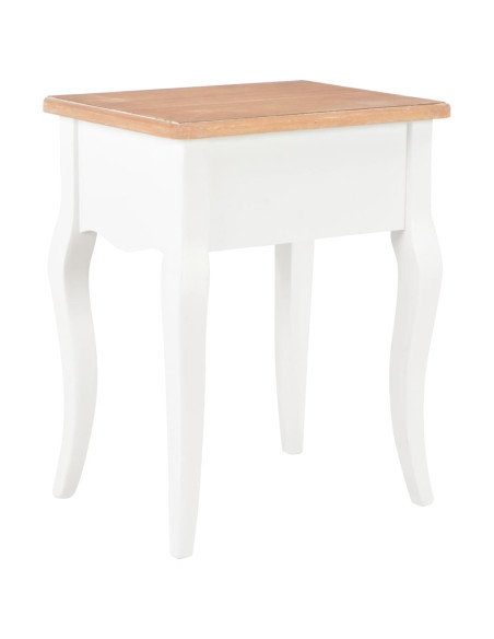 Comodino Bianco e Marrone 40x30x50 cm in Legno Massello di Pino