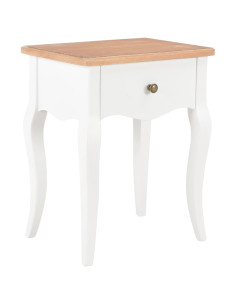Comodino Bianco e Marrone 40x30x50 cm in Legno Massello di Pino 2