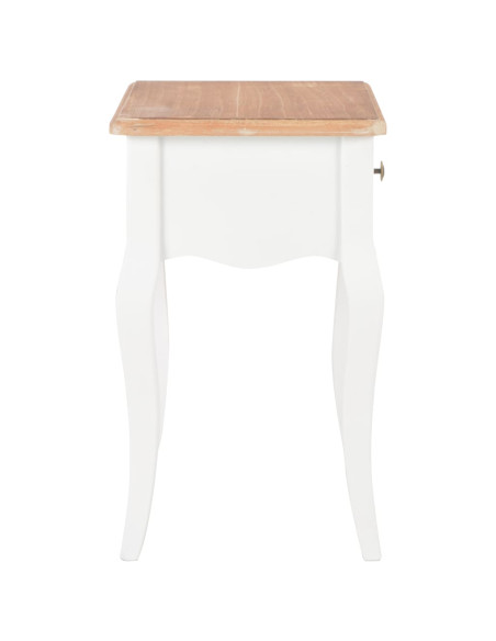 Comodino Bianco e Marrone 40x30x50 cm in Legno Massello di Pino