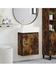 Mobile bagno con rubinetto Rovere Fumo 45,5 x 25,5 x 84 cm