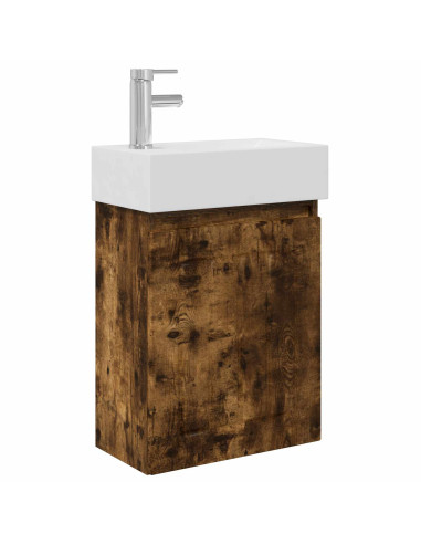Mobile bagno con rubinetto Rovere Fumo 45,5 x 25,5 x 84 cm