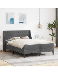 Struttura letto con materasso Grigio scuro 137 x 190 cm Velluto