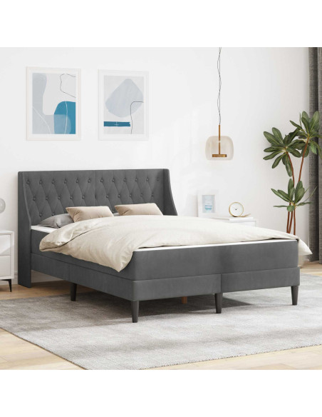 Struttura letto con materasso Grigio scuro 137 x 190 cm Velluto