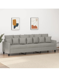 Divano a 3 Posti Grigio Chiaro 210 cm in Tessuto