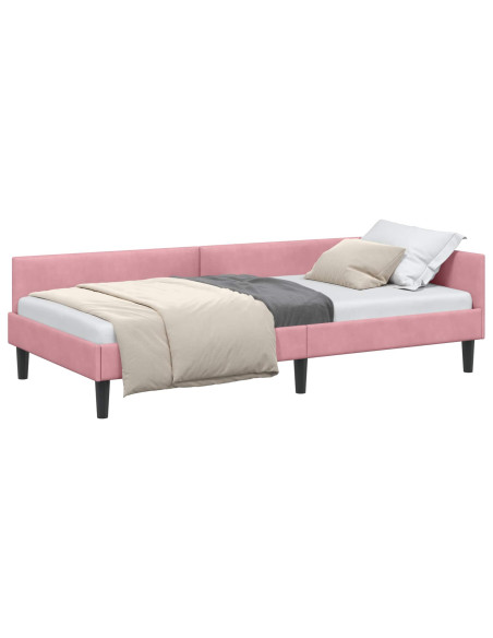 Cornice del letto ad angolo Rosa 90 cm x 200 cm Velluto