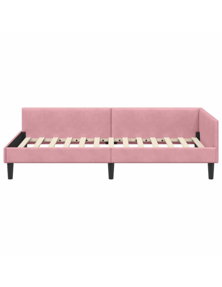 Cornice del letto ad angolo Rosa 90 cm x 200 cm Velluto
