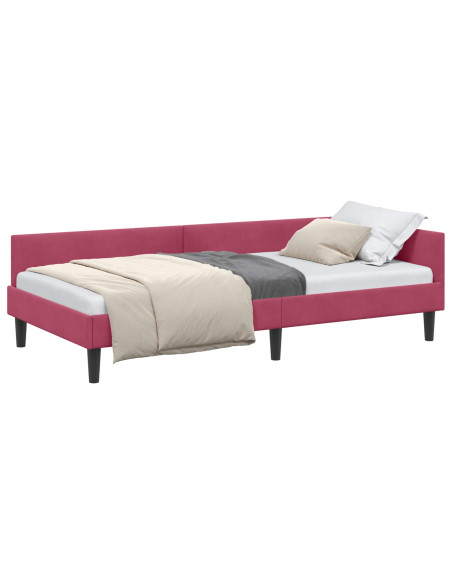 Cornice del letto ad angolo Rosso Vino 90 cm x 200 cm Velluto