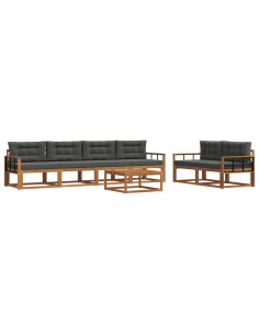 Set di divani da esterno con cuscino 7 pcs Naturale e Antracite 2