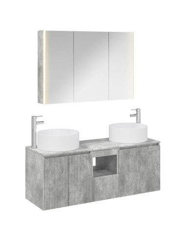 Set di Armadi da Bagno 4 pcs Grigio Cemento
