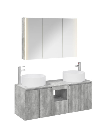 Set di Armadi da Bagno 4 pcs Grigio Cemento
