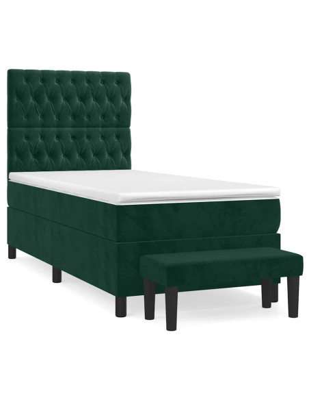 Giroletto a Molle con Materasso Verde Scuro 90x200 cm Velluto